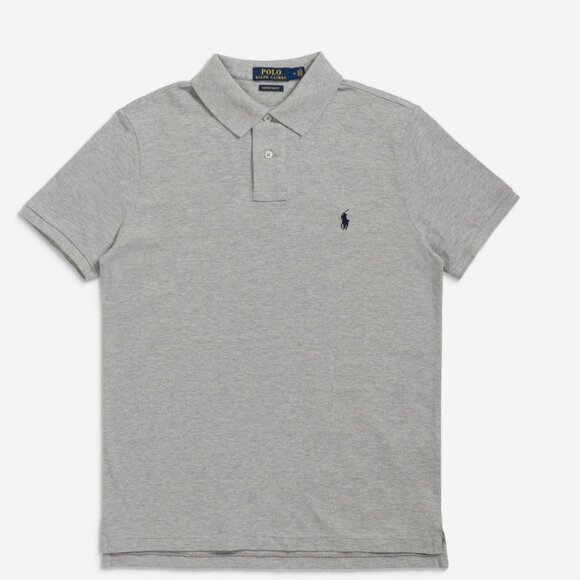 Polo Ralph Lauren Slim Fit Mesh Polo Shirt - Grrey - Picture 1 of 4